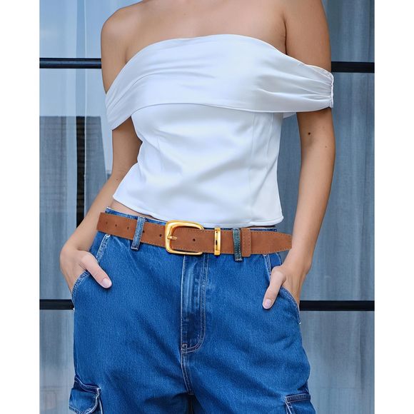 Elegant Brown Belt with Gold Buckle main image 6